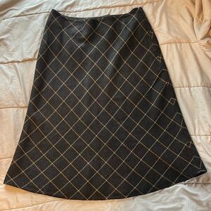 Lands’ End Preppy 90’s A-Line Brown  Plaid Wool Skirt